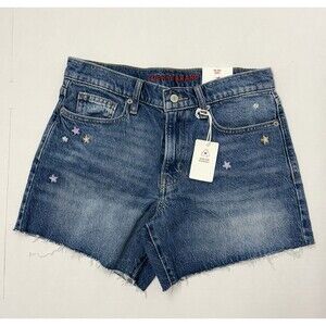 NWT Lucky Brand Women's 90s Midi Comfort Stretch Denim Shorts Size 6/28 Cut-off